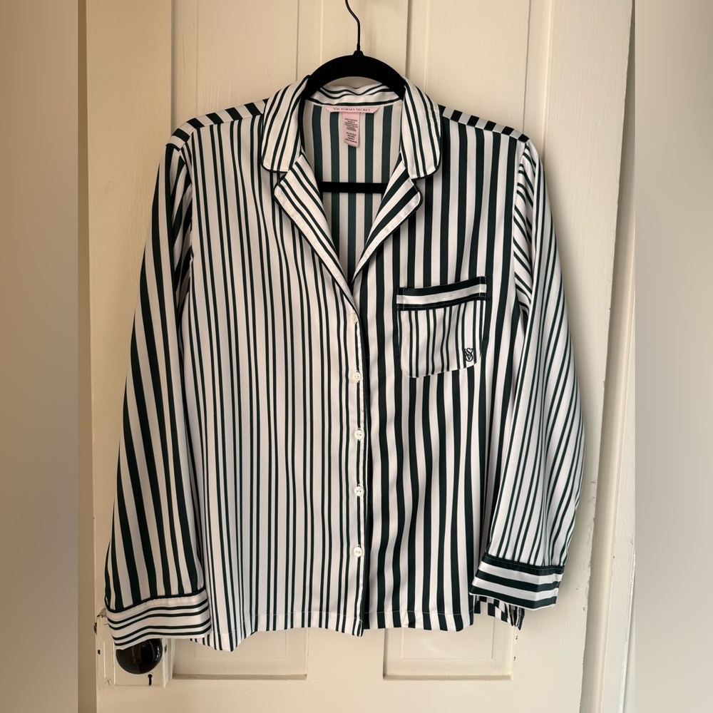 Victoria's Secret Green and White Striped Top